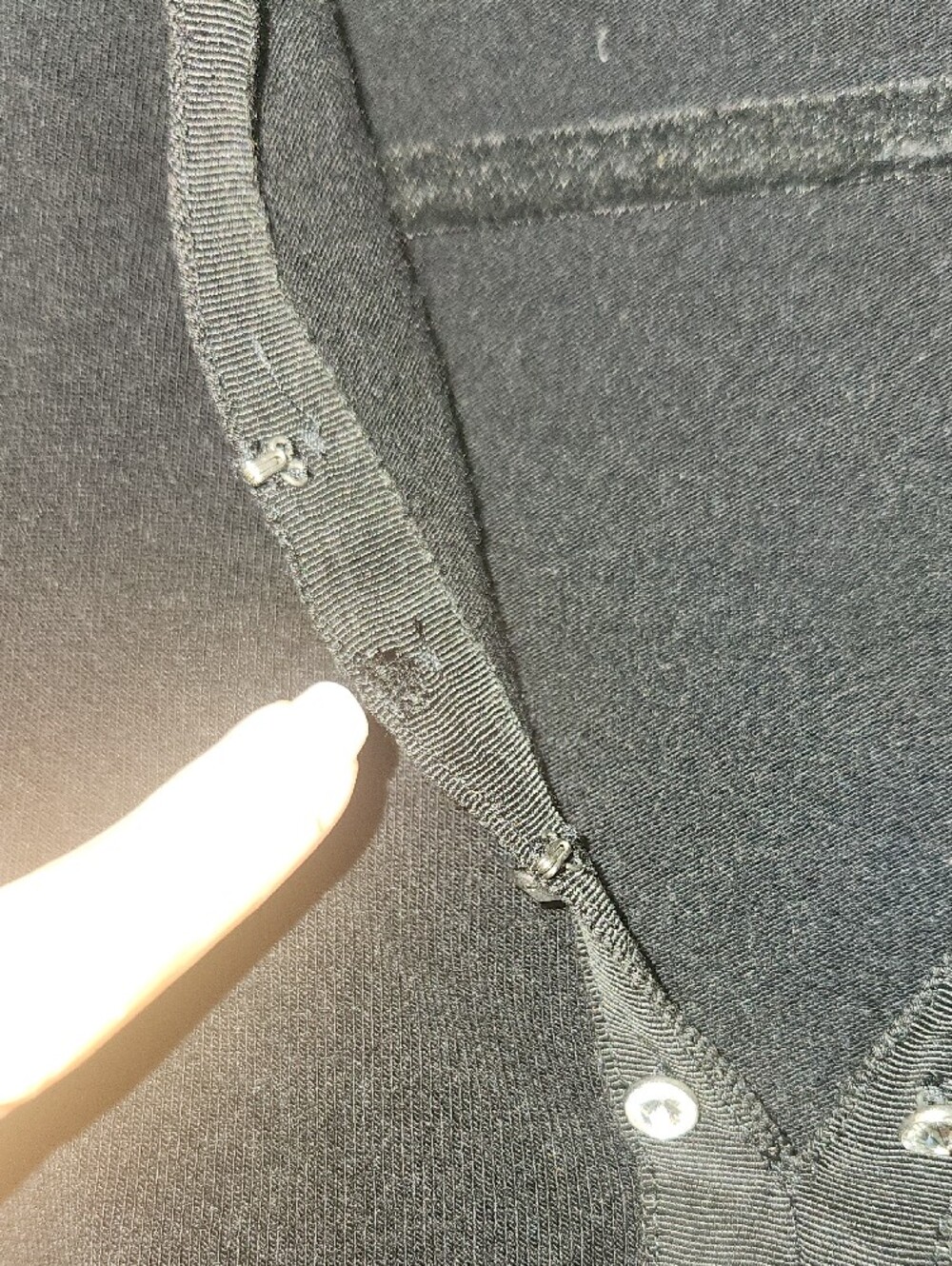bebe Black Short Sleeved Sweater with Crystal Stud Detailing - Picture 5 of 7